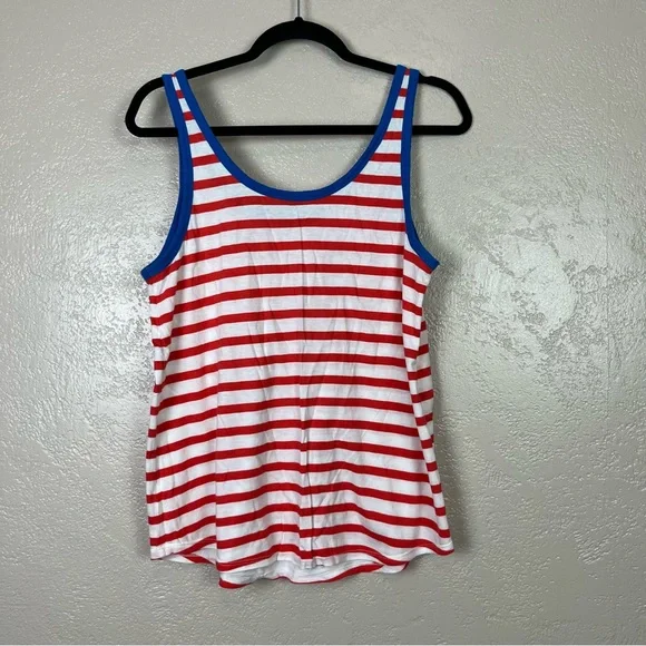 Gap women navy blue white red striped tank top size M - Picture 7 of 10